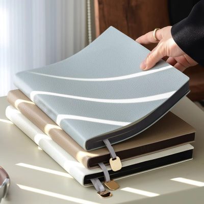 sổ tay bìa da dập logo