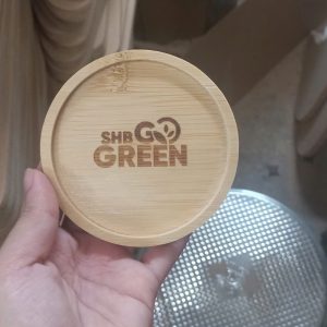 lót ly gỗ tre khắc logo