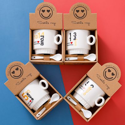 Bộ Cốc Sứ Kèm Thìa 2 Trong 1 Tiện Dụng 3 ly03