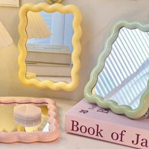 Gương Trang Điểm Để Bàn Viền Gợn Sóng Pastel