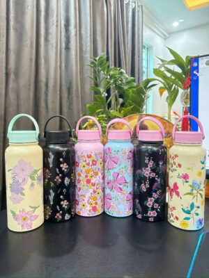 Bình Giữ Nhiệt Hoa Vintage Quai Xách