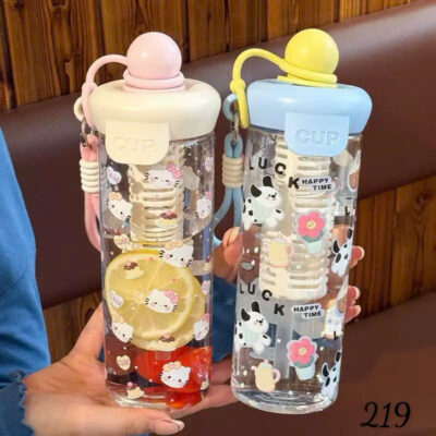 Bình Nước Nhựa Cute Kèm Ống Hút