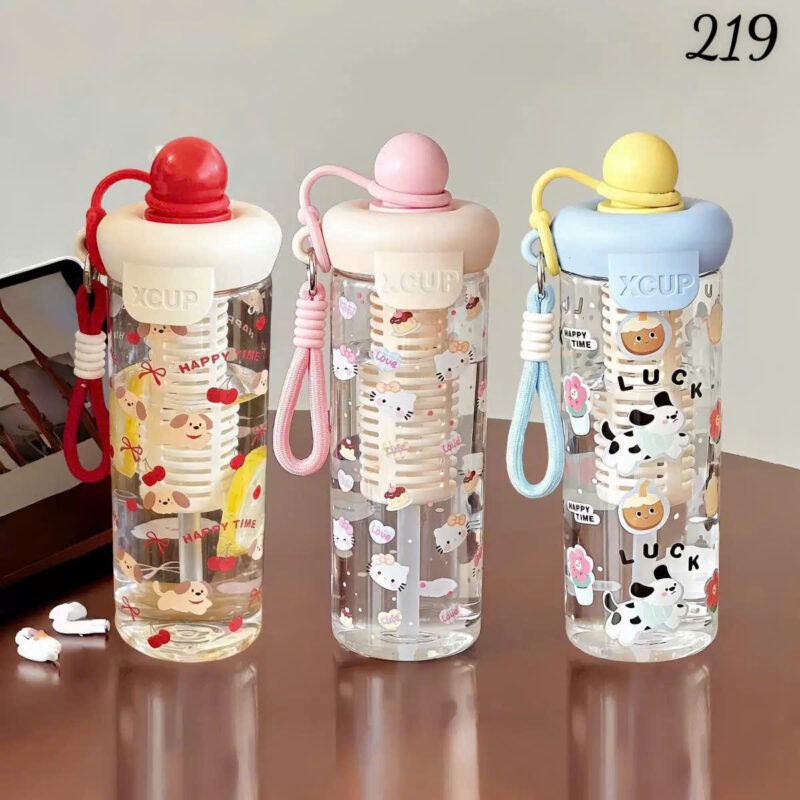 Bình Nước Nhựa Cute Kèm Ống Hút