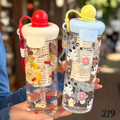 Bình Nước Nhựa Cute Kèm Ống Hút