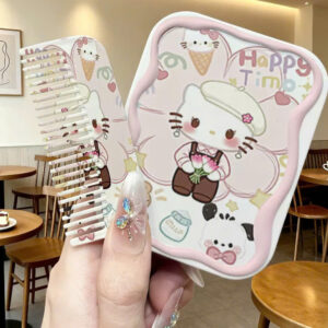 Lược Cầm Tay Hoạt Hình Dễ Thương Kèm Gương