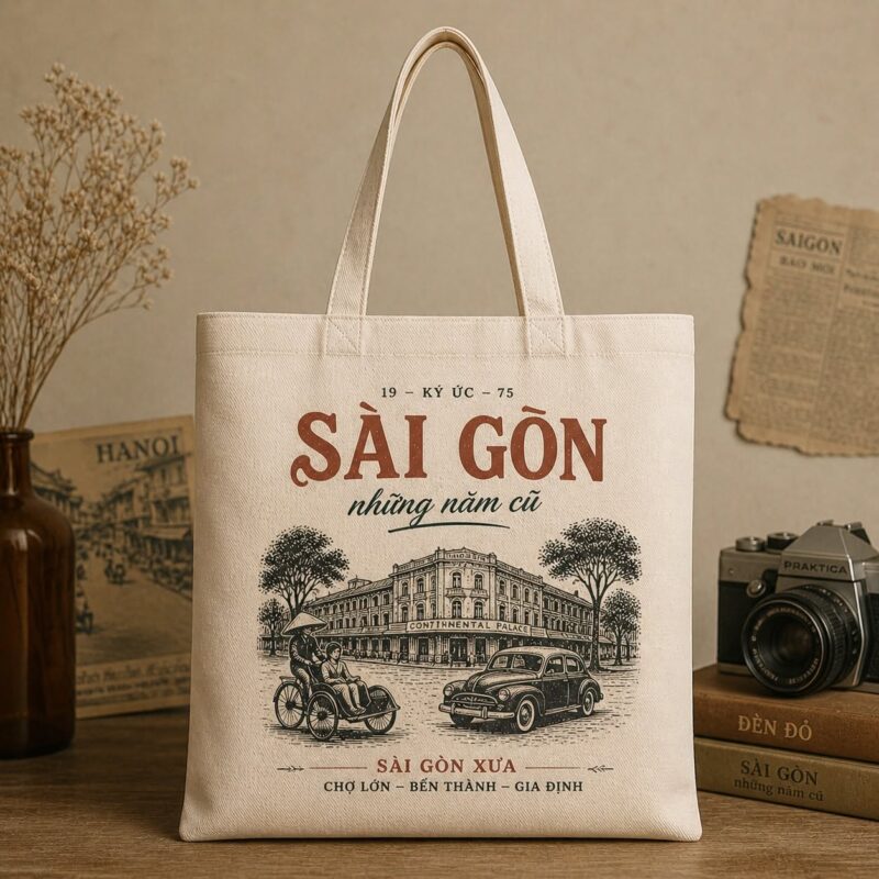 Túi Tote Canvas In Hình Cà Phê Sài Gòn