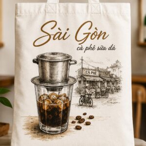 Túi Tote Canvas In Hình Cà Phê Sài Gòn