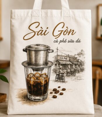 Túi Tote Canvas In Hình Cà Phê Sài Gòn