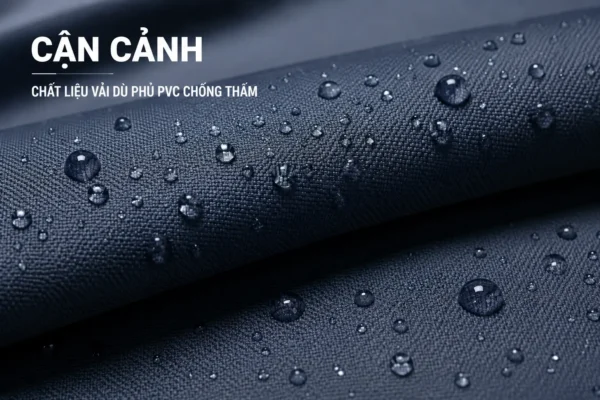 Cận cảnh chất liệu vải dù phủ PVC chống thấm