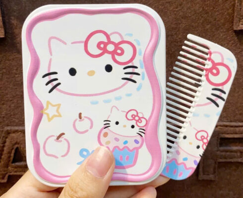 Lược Cầm Tay Hoạt Hình Dễ Thương Kèm Gương