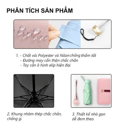 Mẫu Dù Mini Nhỏ Gọn Chất Liệu UPF 50+ 4 dù mini nhỏ gọn