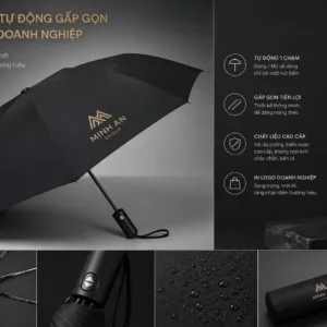 Ô Cầm Tay Tự Động Gấp Gọn 3 Ô cầm tay tự động gấp gọn in logo doanh nghiệp cao cấp