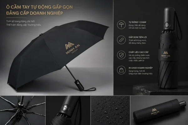 Ô cầm tay tự động gấp gọn in logo doanh nghiệp cao cấp
