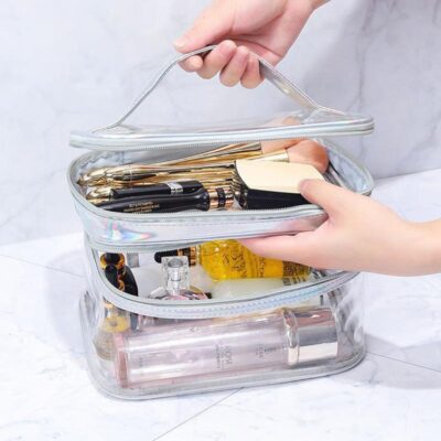 Túi Đựng Mỹ Phẩm Trong Suốt 2 Tầng