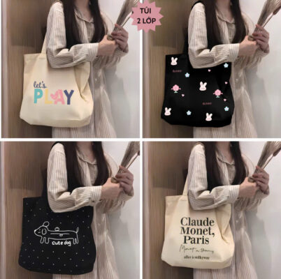 túi tote canvas phong cách hàn quốc