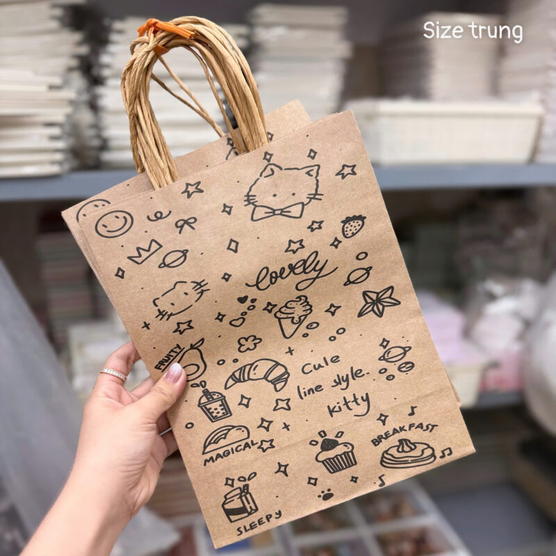 Túi Giấy Quai Xoắn Họa Tiết Dễ Thương