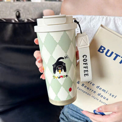 Ly Giữ Nhiệt Cầm Tay Họa Tiết Dễ Thương