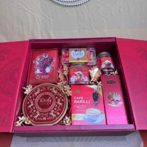 Set quà Tết Vinh Quy BM02 mở hộp với nho khô bánh kẹo cà phê và hạt